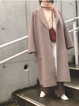 「TODAYFUL（トゥデイフル）のアイテム（ステンカラーコート）」を使った、yunさん（レディース・153cm）の冬コーディネート