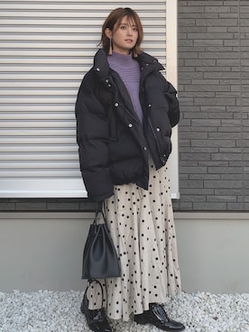 「DHOLIC（ディーホリック）のアイテム（ダウンジャケット/コート）」を使った、yunさん（レディース・153cm）の冬コーディネート