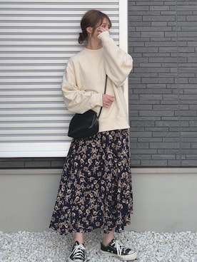 「FREE'S MART（フリーズマート）のアイテム（スカート）」を使った、yunさん（レディース・153cm）の春コーディネート