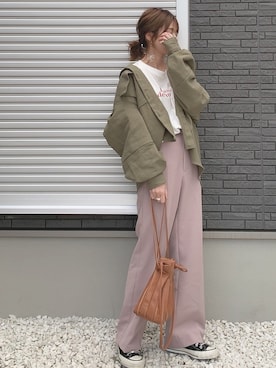 「DHOLIC（ディーホリック）のアイテム（その他アウター）」を使った、yunさん（レディース・153cm）の春コーディネート