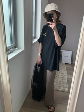 「FREAK'S STORE（フリークスストア）のWEB限定 YUMI TOCHIHARA/トチハラユミ Creepy Bunny NIGHTS グラフィックアートTEE（Tシャツ/カットソー）」を使った、yunさん（レディース・153cm）の夏コーディネート