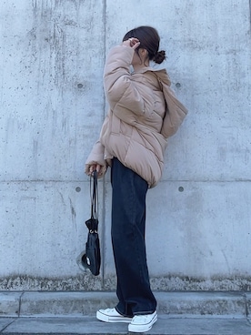 「MIIA（ミーア）のアイテム（ダウンジャケット/コート）」を使った、yunさん（レディース・153cm）の秋コーディネート