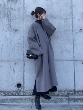 「SENSE OF PLACE by URBAN RESEARCH（センスオブプレイスバイアーバンリサーチ）のアイテム（ノーカラージャケット）」を使った、yunさん（レディース・153cm）の冬コーディネート