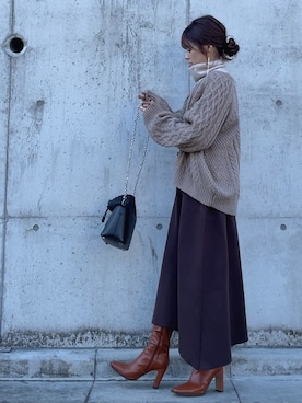 「DHOLIC（ディーホリック）のアイテム（ワンピース/ドレス）」を使った、yunさん（レディース・153cm）の冬コーディネート