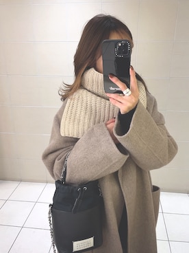 「TODAYFUL（トゥデイフル）のアイテム（ステンカラーコート）」を使った、yunさん（レディース・153cm）の冬コーディネート