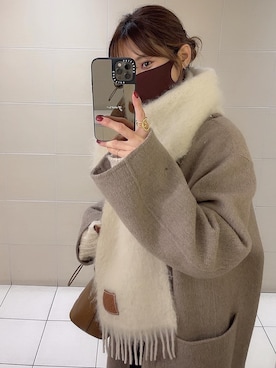 「TODAYFUL（トゥデイフル）のアイテム（ステンカラーコート）」を使った、yunさん（レディース・153cm）の冬コーディネート