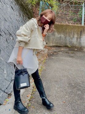 「RETRO GIRL（レトロガール）のアイテム（その他アウター）」を使った、yunさん（レディース・153cm）の春コーディネート