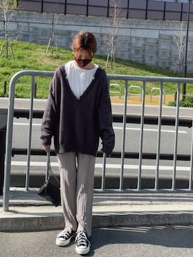 「GRL（グレイル）のチェーンフラップショルダーバッグ（ショルダーバッグ）」を使った、yunさん（レディース・153cm）の春コーディネート