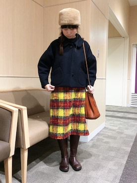 「タータンチェック」｜やぷさん（レディース・155cm）の冬コーディネート