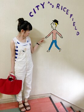「Antgauge（アントゲージ）のアイテム（オールインワン・サロペット）」を使った、やぷさん（レディース・155cm）の夏コーディネート