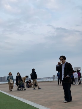 「シャツオンシャツ」｜「アイテム（ジャケット/アウター）」を使った、fujishooowさん（メンズ・161cm）の春コーディネート