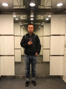 「PRADA（プラダ）のアイテム（ブルゾン）」を使った、sidney628さん（メンズ・172cm）の春コーディネート