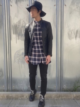 「BACK NUMBER（バックナンバー）のアイテム（ライダースジャケット）」を使った、のく坊さん（メンズ・172cm）の秋コーディネート