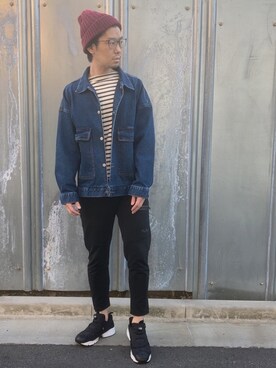 「SEVENDAYS=SUNDAY（セブンデイズサンデイ）のアイテム（帽子）」を使った、のく坊さん（メンズ・172cm）の冬コーディネート