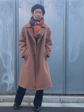 「RAGEBLUE（レイジブルー）のアイテム（ハンチング/ベレー帽）」を使った、のく坊さん（メンズ・172cm）の冬コーディネート