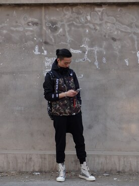 「AAPE BY A BATHING APE（エーエイプバイアベイシングエイプ）のアイテム（ジャケット/アウター）」を使った、kiske016さん（メンズ・182cm）の春コーディネート