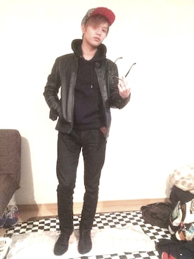 「Headstime（ヘッズタイム）のアイテム」を使った、コナンさん（メンズ・172cm）の冬コーディネート