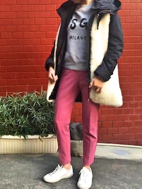 「MSGM（エムエスジーエム）のアイテム（スウェット）」を使った、あいりーんさん（レディース・157cm）の冬コーディネート