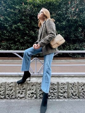 「MOUSSY（マウジー）のアイテム（ノーカラージャケット）」を使った、REIさん（レディース・168cm）の春コーディネート