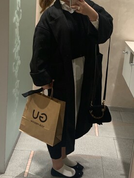 「JUNOAH（ジュノア）のアイテム（チェスターコート）」を使った、☺︎☺︎☺︎さん（レディース・160cm）の冬コーディネート