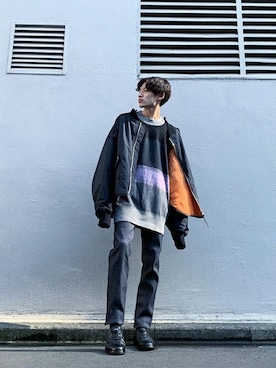 「#今日のコーデ」｜「アイテム（MA-1）」を使った、Ryo Kikuchiさん（メンズ・173cm）の冬コーディネート