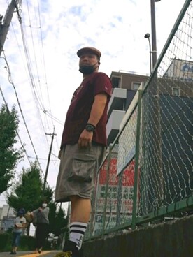 「KANGOL（カンゴール）のKANGOL / カンゴール WOOL 504（ハンチング/ベレー帽）」を使った、🌴-MASA-🌴 さん（メンズ・174cm）の夏コーディネート