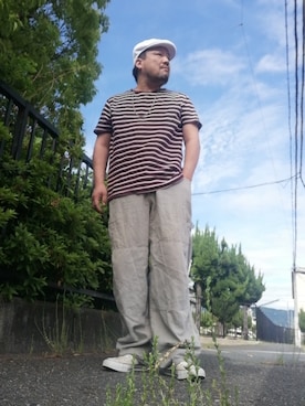 「アイテム（ハンチング/ベレー帽、ホワイト系）」を使った、🌴-MASA-🌴 さん（メンズ・174cm）の春コーディネート