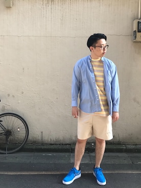 「INDIVIDUALIZED SHIRTS（インディビジュアライズドシャツ）のアイテム」を使った、TAさん（メンズ・181cm）の夏コーディネート