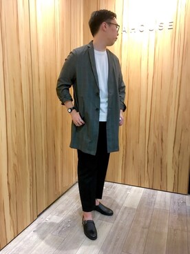 「ABAHOUSE GRAY（アバハウスグレイ）のアイテム（トレンチコート）」を使った、TAさん（メンズ・181cm）の夏コーディネート