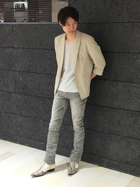 「アイテム（テーラードジャケット）」を使った、TOGAWAさん（メンズ・185cm）の夏コーディネート