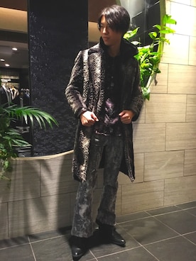 「アイテム（ステンカラーコート）」を使った、TOGAWAさん（メンズ・185cm）の冬コーディネート