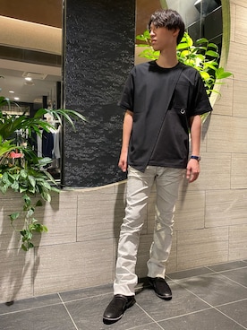 「アイテム（ドレスシューズ、グレー系）」を使った、TOGAWAさん（メンズ・185cm）の夏コーディネート