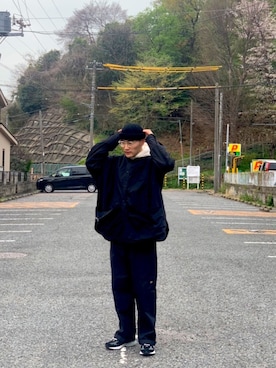 「SON OF THE CHEESE（サノバチーズ）のアイテム（帽子）」を使った、uzyさん（メンズ・171cm）の春コーディネート