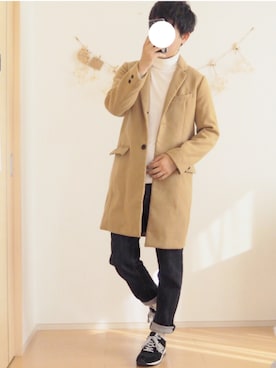 「zozoデニム」｜「アイテム（チェスターコート）」を使った、ぺいさん（メンズ・168cm）の秋コーディネート