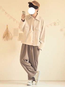 「remer（リメール）のアイテム（スラックス）」を使った、ぺいさん（メンズ・168cm）の冬コーディネート