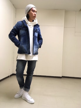 「アイテム（ミリタリージャケット）」を使った、Kubotaさん（メンズ・168cm）の秋コーディネート