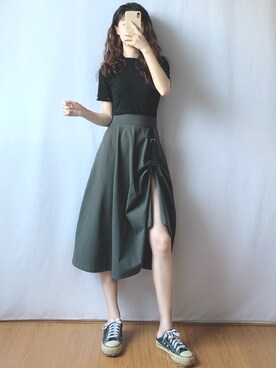 「盐系风格」｜「アイテム（スカート）」を使った、蔡小猫さん（レディース・158cm）の夏コーディネート