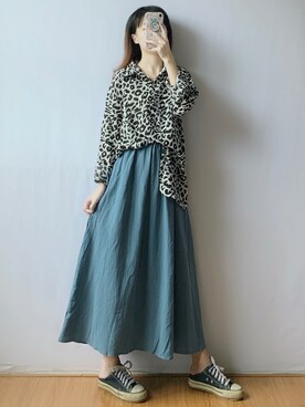 「盐系风格」｜「アイテム（スカート）」を使った、蔡小猫さん（レディース・158cm）の秋コーディネート