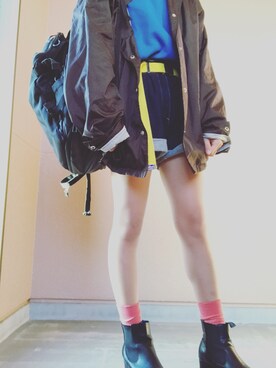 「STUSSY（ステューシー）のアイテム（ナイロンジャケット）」を使った、maruさん（レディース・161cm）の冬コーディネート