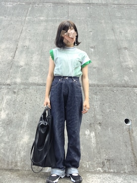 「MM6 Maison Margiela（ｴﾑｴﾑｼｯｸｽ ﾒｿﾞﾝ ﾏﾙｼﾞｪﾗ）のアイテム（ショルダーバッグ）」を使った、maruさん（レディース・161cm）の夏コーディネート