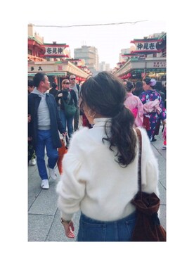 「usudのアイテム（カーディガン/ボレロ、ホワイト系）」を使った、hikariさん（レディース・151cm）の冬コーディネート