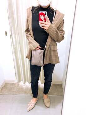 「ZOZO（ゾゾ）のスリムテーパードデニムパンツ［WOMEN］（デニムパンツ）」を使った、harukaさん（レディース・160cm）の春コーディネート