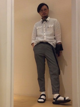 「アイテム（ネクタイピン、ブルー系）」を使った、tackeさん（メンズ・175cm）の春コーディネート