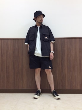 「KELTY（ケルティ）の◆KELTY／ケルティー別注ビックシルエットストレッチシャツ（シャツ/ブラウス）」を使った、tackeさん（メンズ・175cm）の夏コーディネート