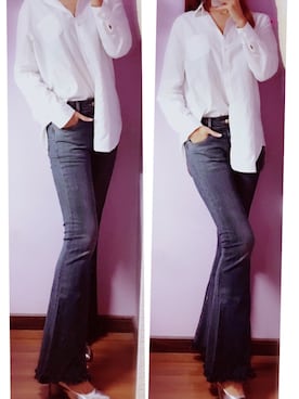 「green（グリーン）のアイテム（パンツ）」を使った、韩小绿さん（レディース・172cm）の冬コーディネート