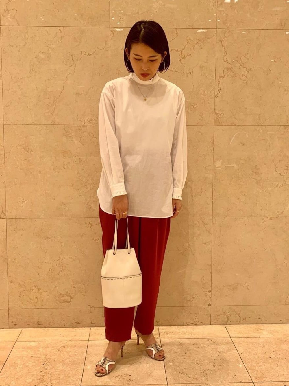 ユナイテッドアローズ　UWSC スタンドフリル ブラウス 21SS† UNITED ARROWS - ユナイテッドアローズ UWSC スタンドフリル ブラウス