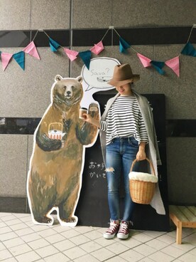 「Ungrid（アングリッド）のフレイドヘムストスリ（デニムパンツ）」を使った、pixyon*さん（レディース・153cm）の秋コーディネート