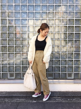 「THE SHINZONE（ザ　シンゾーン）のハイウエストチノパンツ（チノパンツ）」を使った、pixyon*さん（レディース・153cm）の秋コーディネート