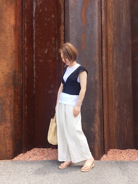 「ベスト」｜「アイテム（ビーチサンダル）」を使った、pixyon*さん（レディース・153cm）の夏コーディネート