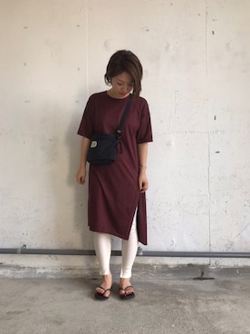 「サコッシュ」｜「アイテム（チュニック）」を使った、pixyon*さん（レディース・153cm）の夏コーディネート